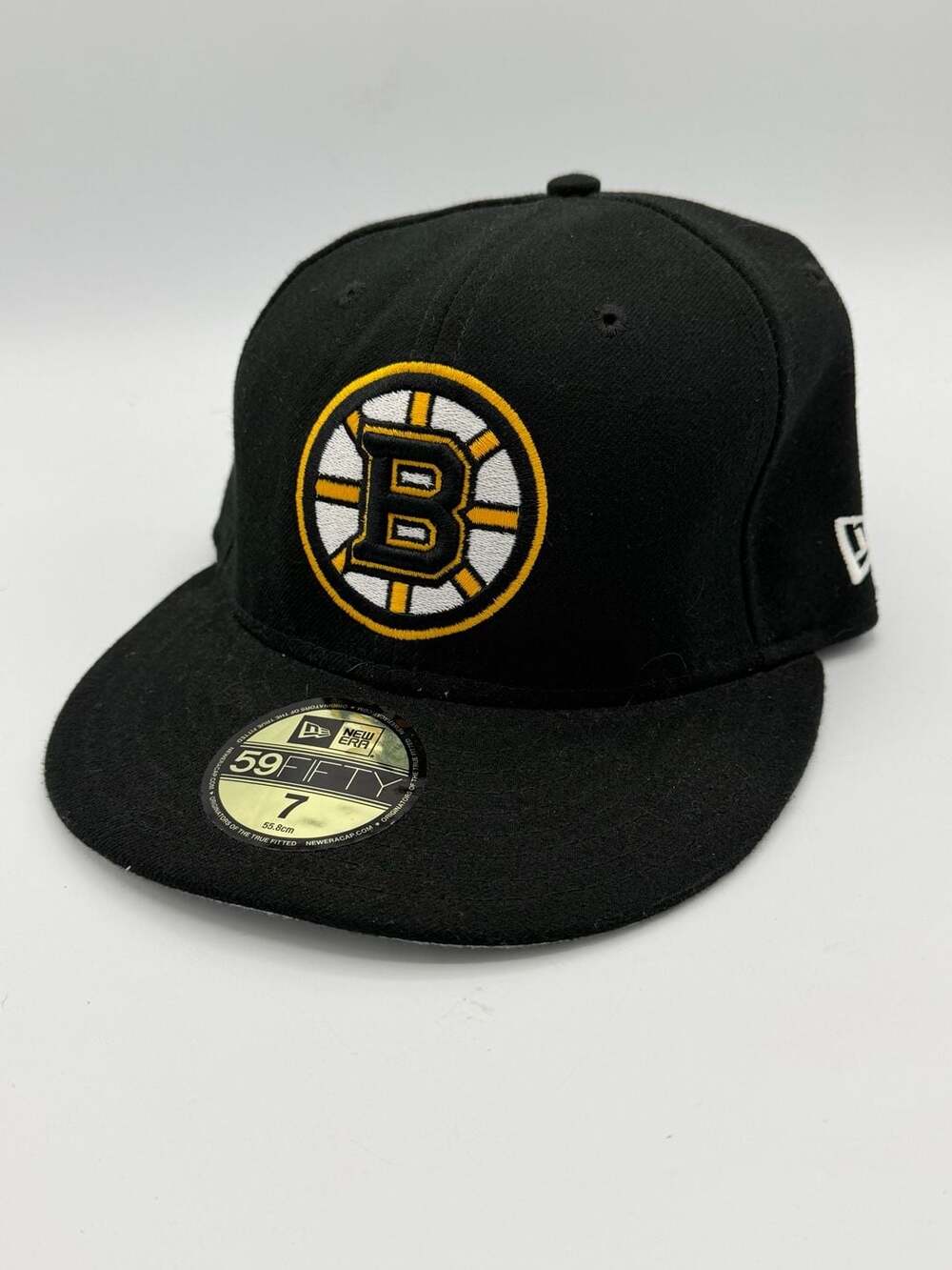 New Era 59FIFTY Boston Bruins Fitted Hat Size 7 NHL Black Yellow Cap